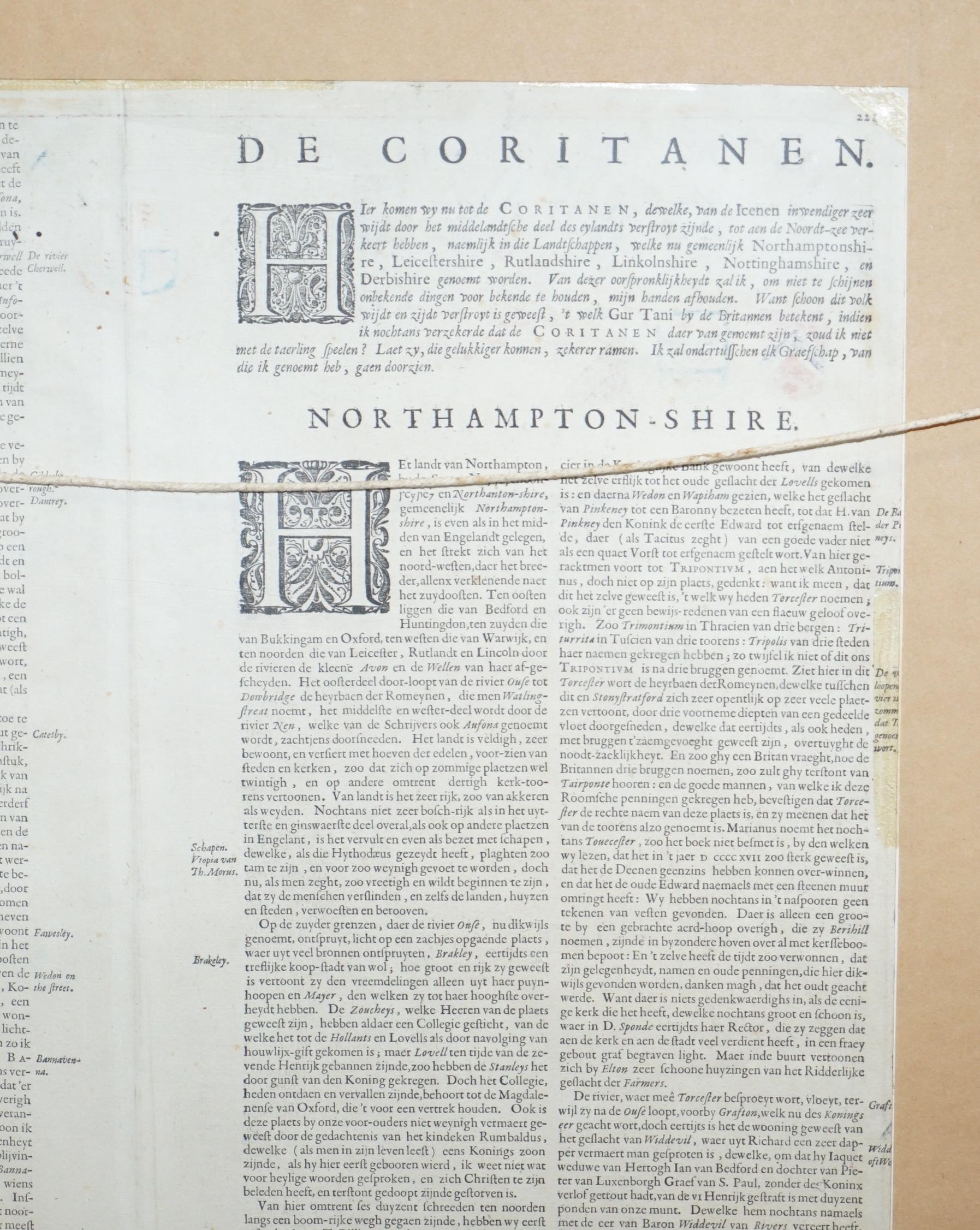 Carte double face Northamptonshire 1645 colorée à la main, imprimée ancienne, trouvaille rare en vente 7