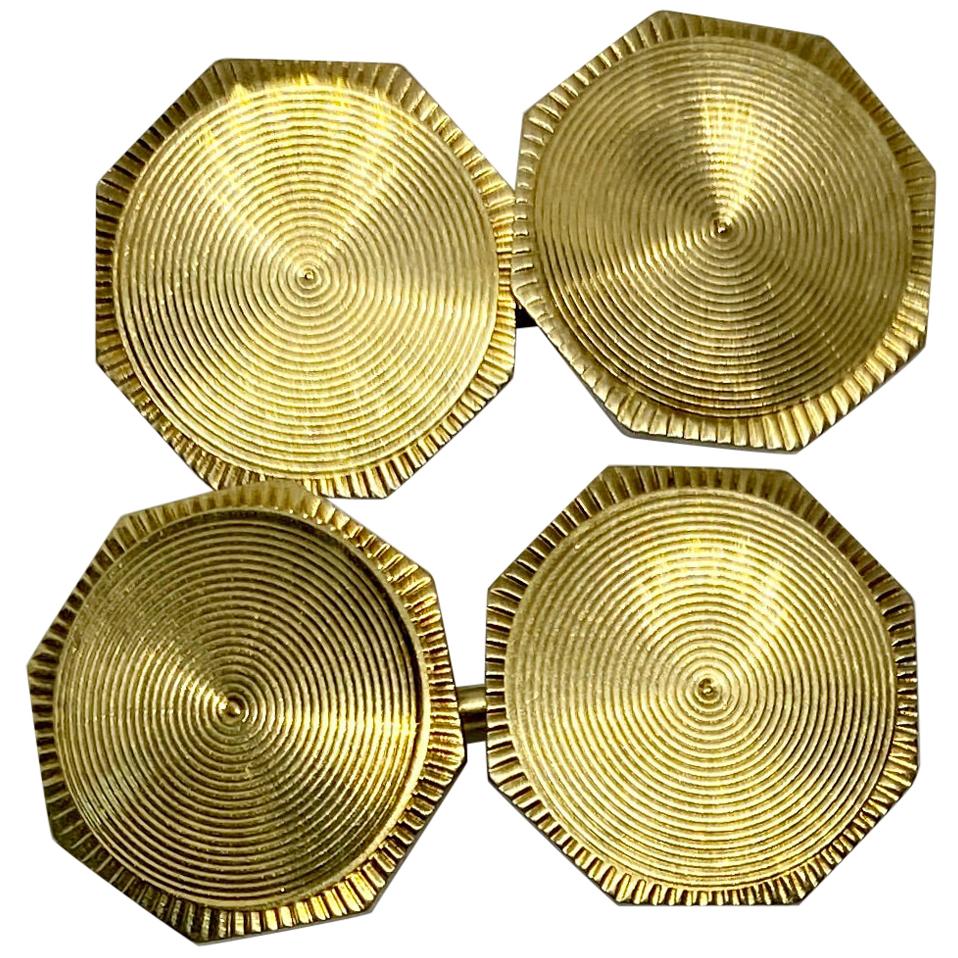 Double-Sided Octagonal Art Deco Cufflinks in Yellow Gold