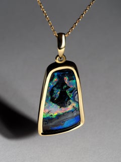 Collier à double face en or 18 carats et opale naturelle d'Australie
