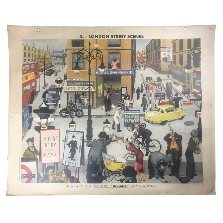 Double-Sided Poster Masson and Cie, London Street Scenes, Circus Goes to  America For Sale at 1stDibs
