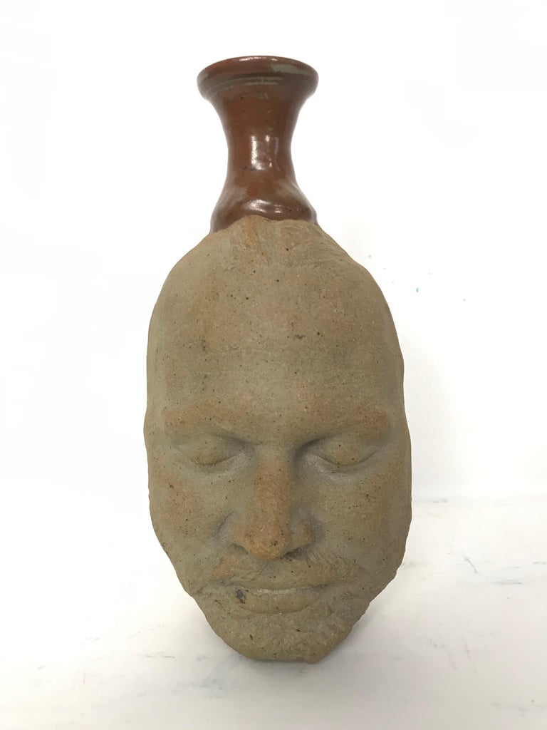 Double Sided Pottery Face Vase of Two Men For Sale at 1stDibs