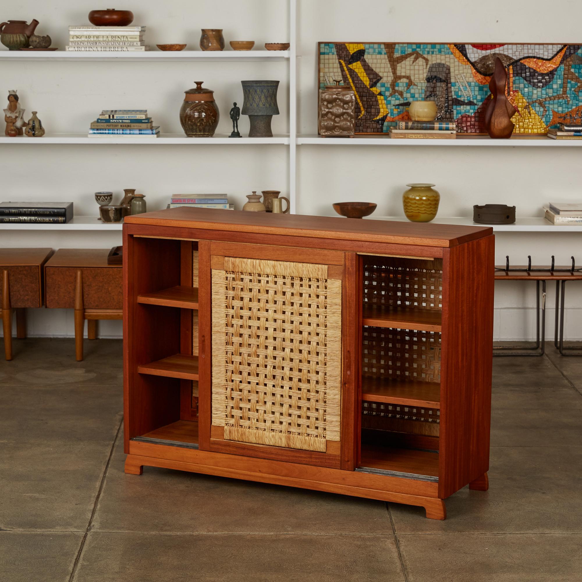 Mexican Double Sided Rattan Credenza by Michael van Beuren for Domus Mexico