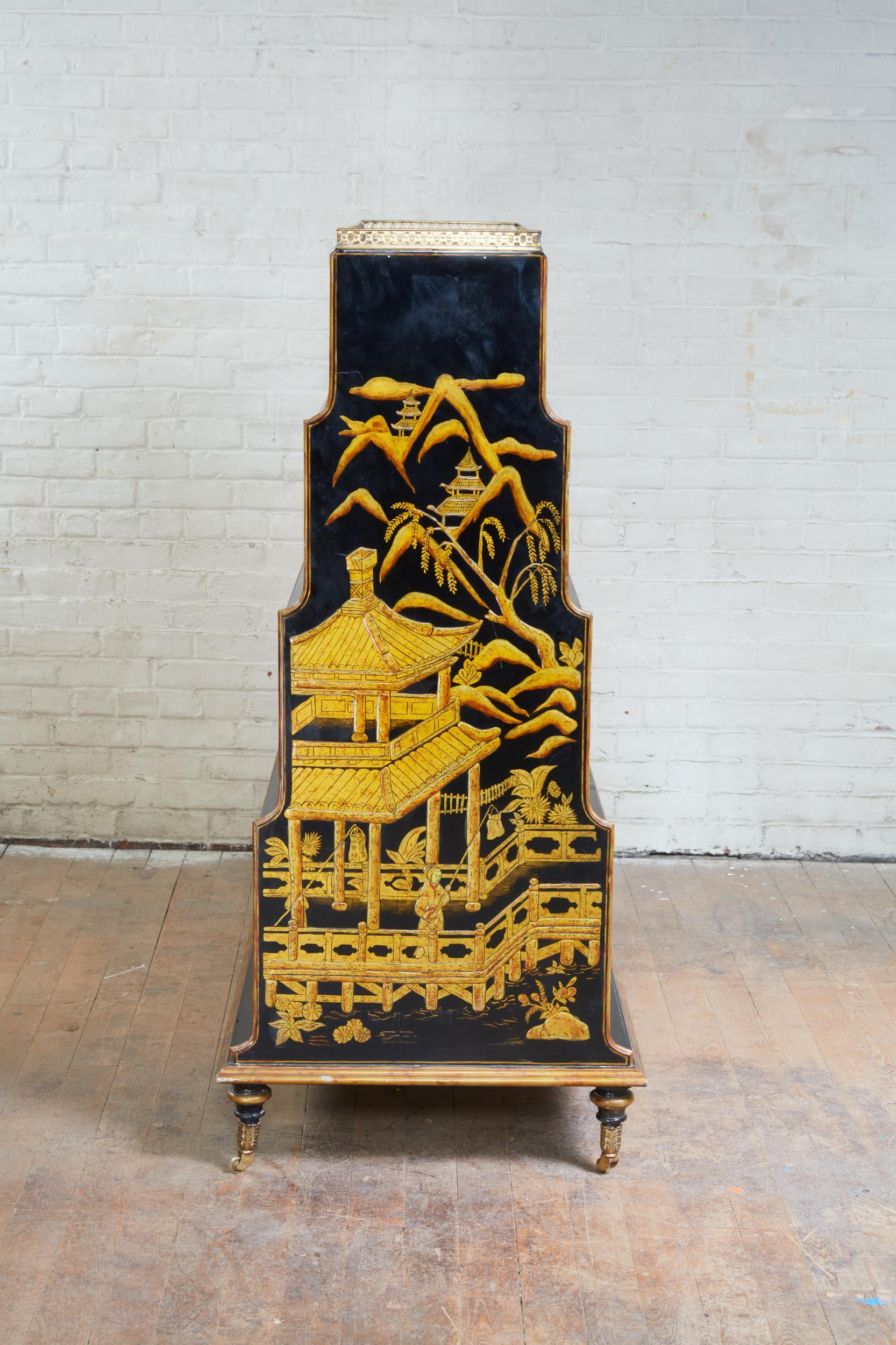 Double Sided Regency Chinoiserie Bookcase 5