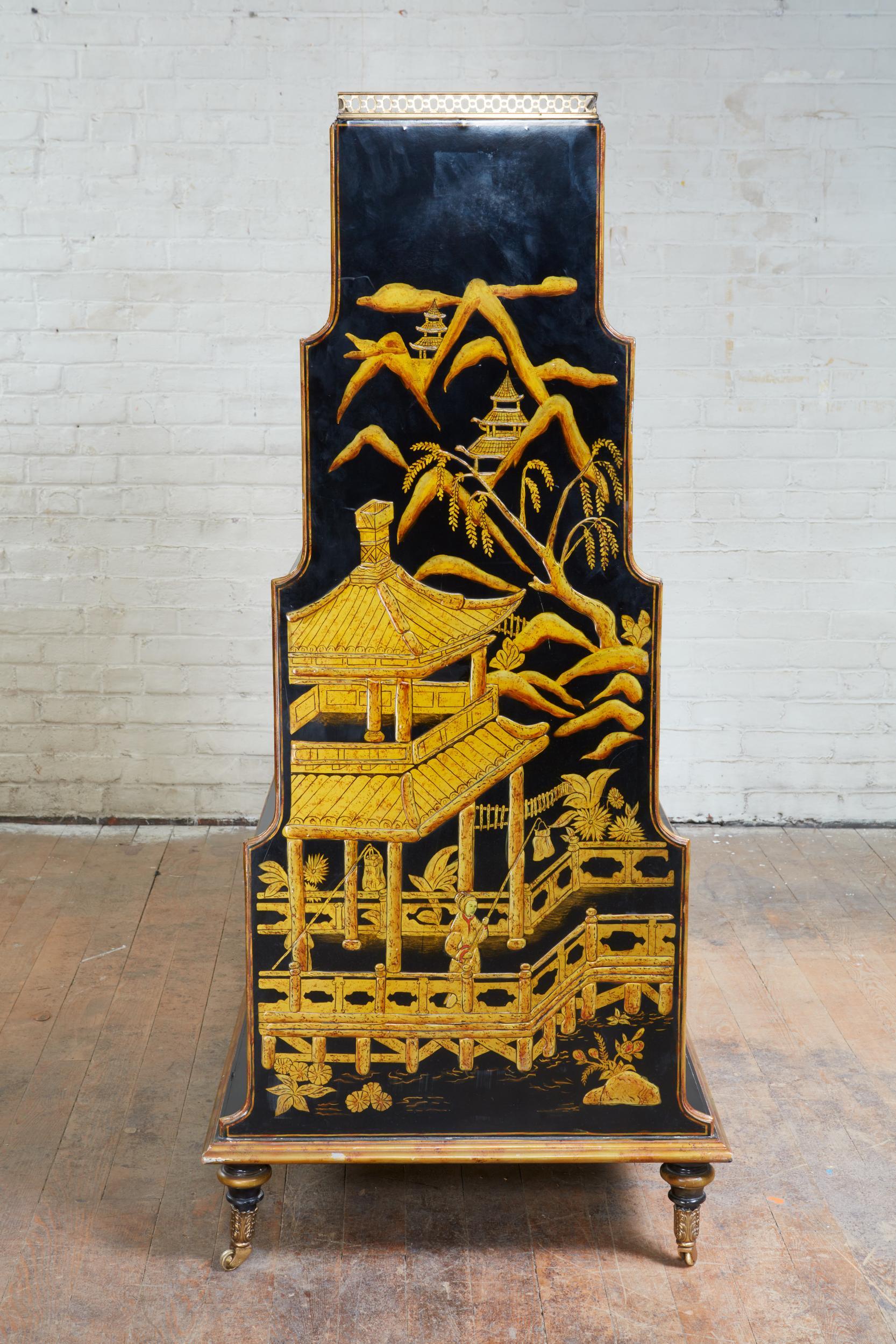 Double Sided Regency Chinoiserie Bookcase 8