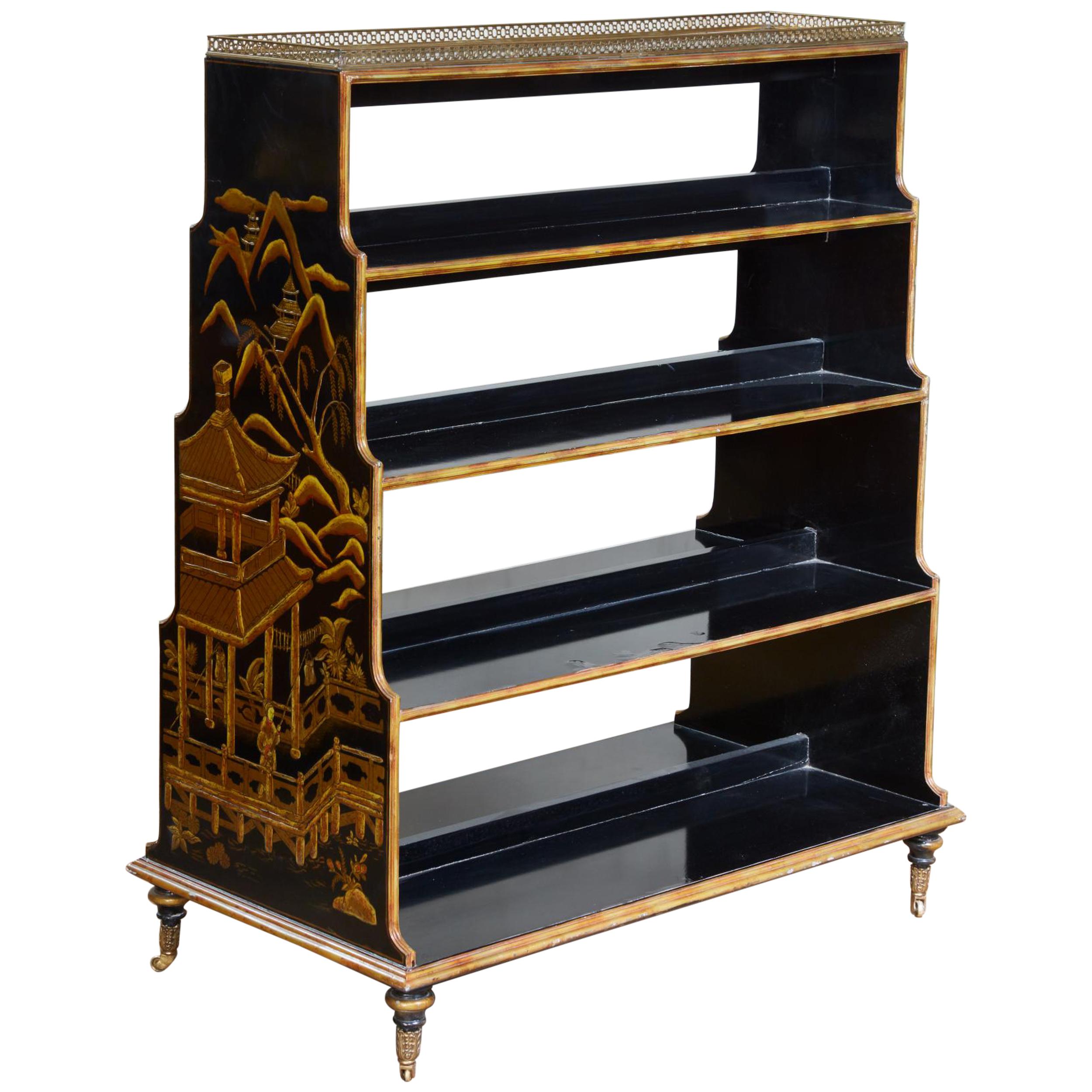 Double Sided Regency Chinoiserie Bookcase