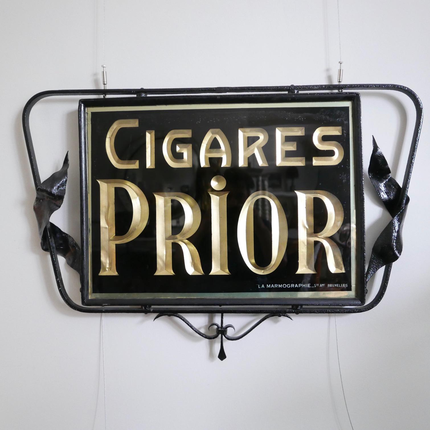 Metal Double Sided Reverse Painted Cigar Hanging Advertising Sign For Sale