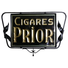 Antique Double Sided Reverse Painted Cigar Hanging Advertising Sign