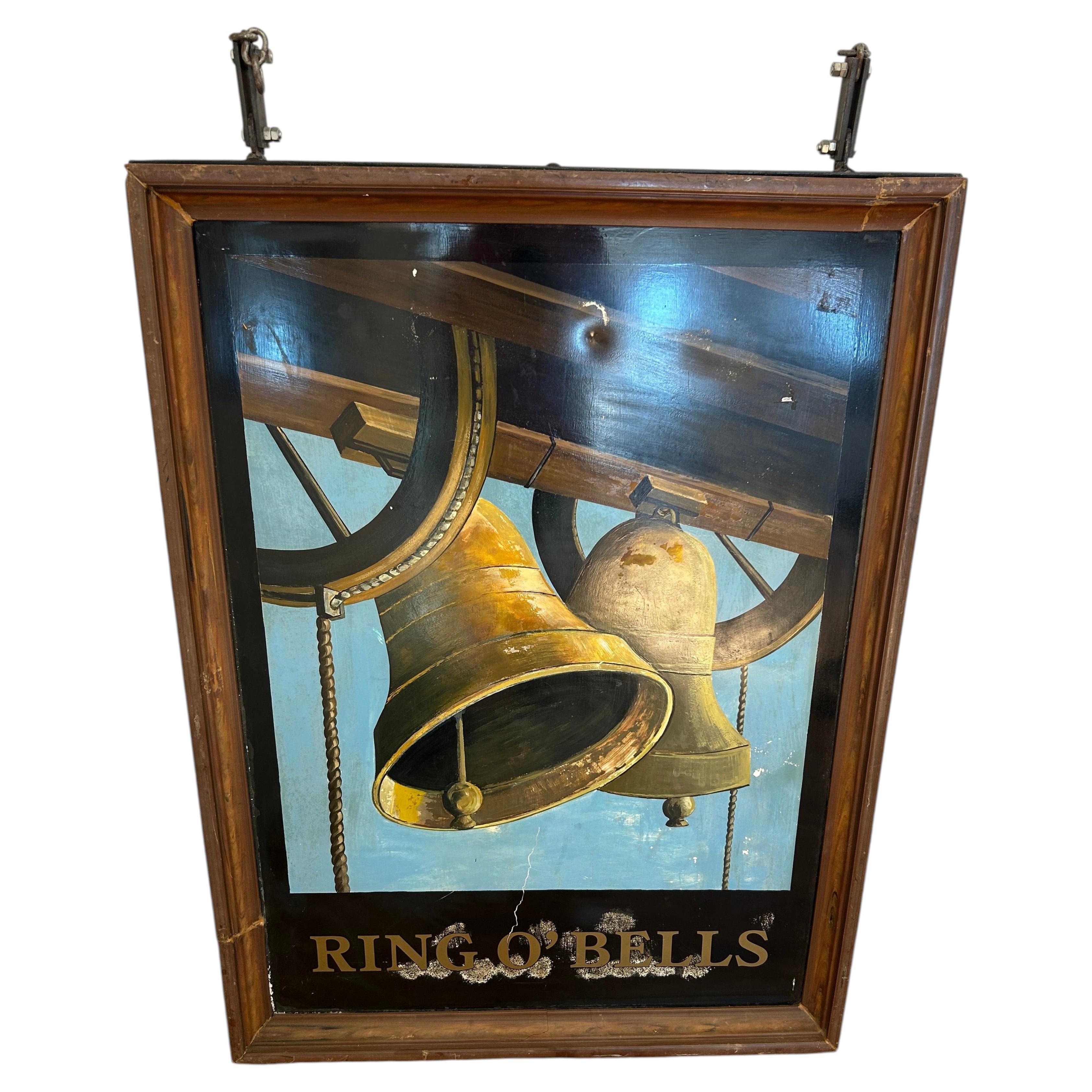 Double-Sided "Ring O' Bells" Hand Painted Metal English Pub Sign
