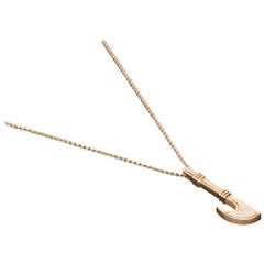 Double-Sided Rose Gold Sickle Necklace with Diamonds and Blue Enamel Crafting