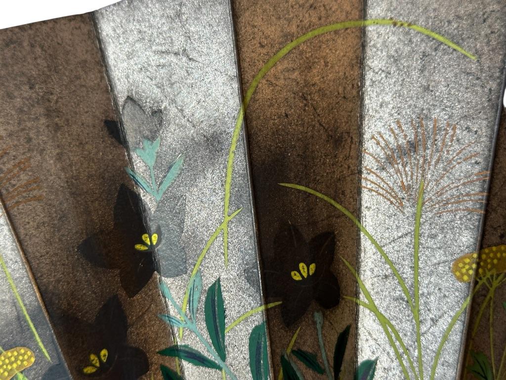 Abanico Samurai de Doble Cara - Periodo Edo, Pintado a Mano sobre Hoja de Oro y Plata Pape en venta 3