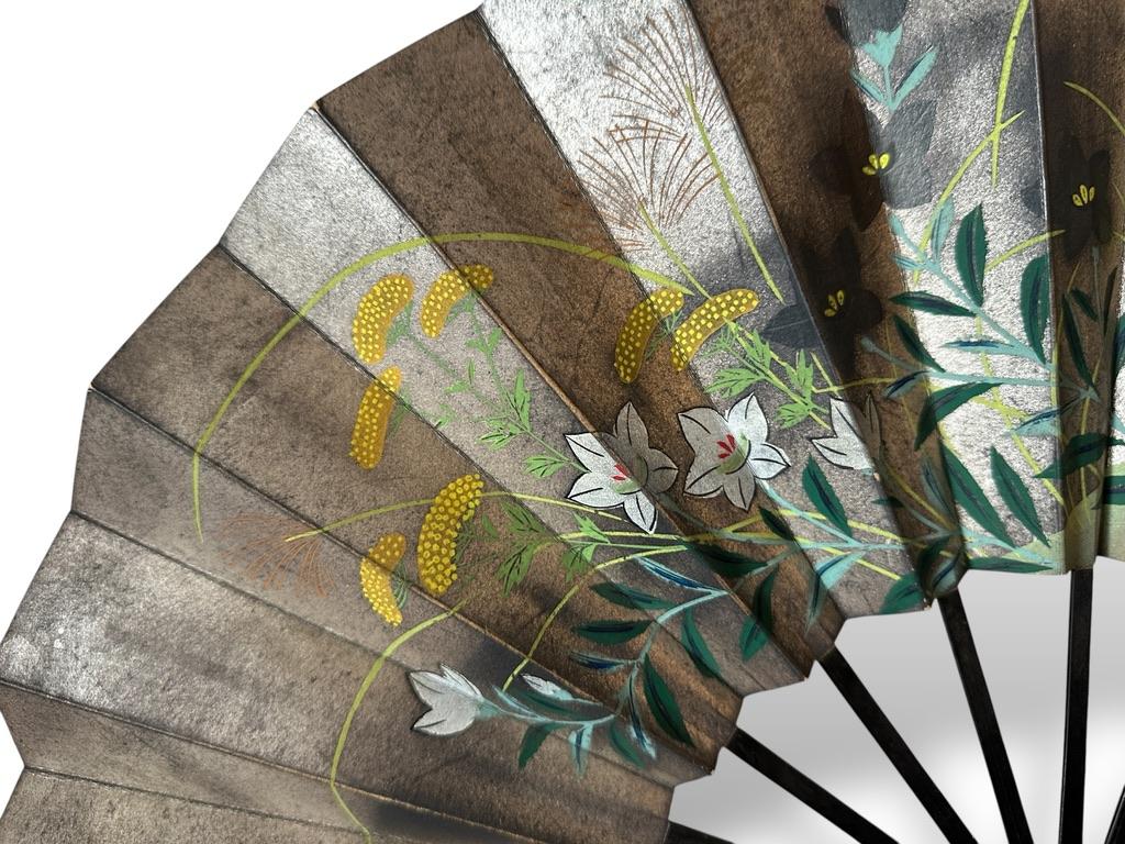 Abanico Samurai de Doble Cara - Periodo Edo, Pintado a Mano sobre Hoja de Oro y Plata Pape en venta 7