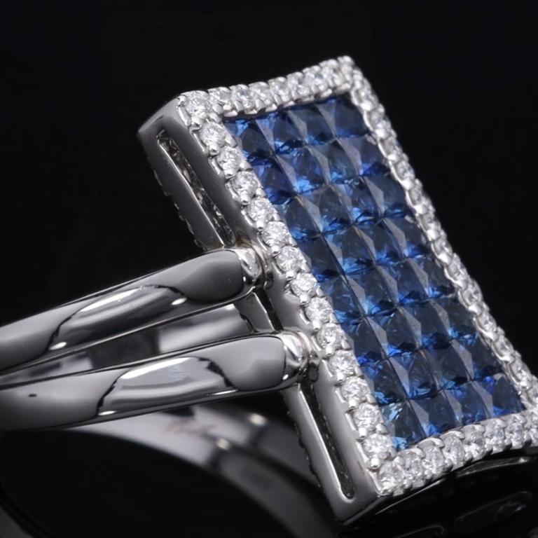 Baguette Cut Double-sided Sapphire Diamond Ring For Sale