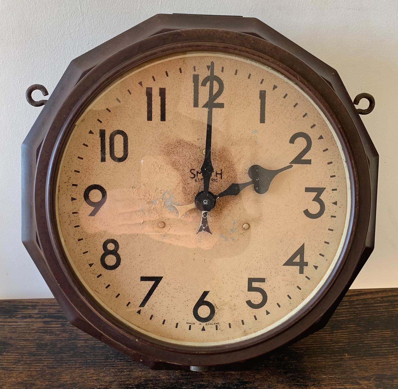 Hand-Crafted Double Sided Smith Station Clock For Sale