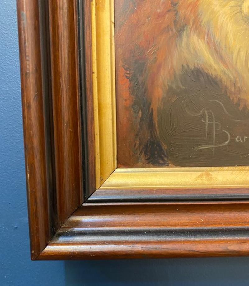 American Double Sided Smoking Fox Oil Painting in Antique Frame by Anthony Barham