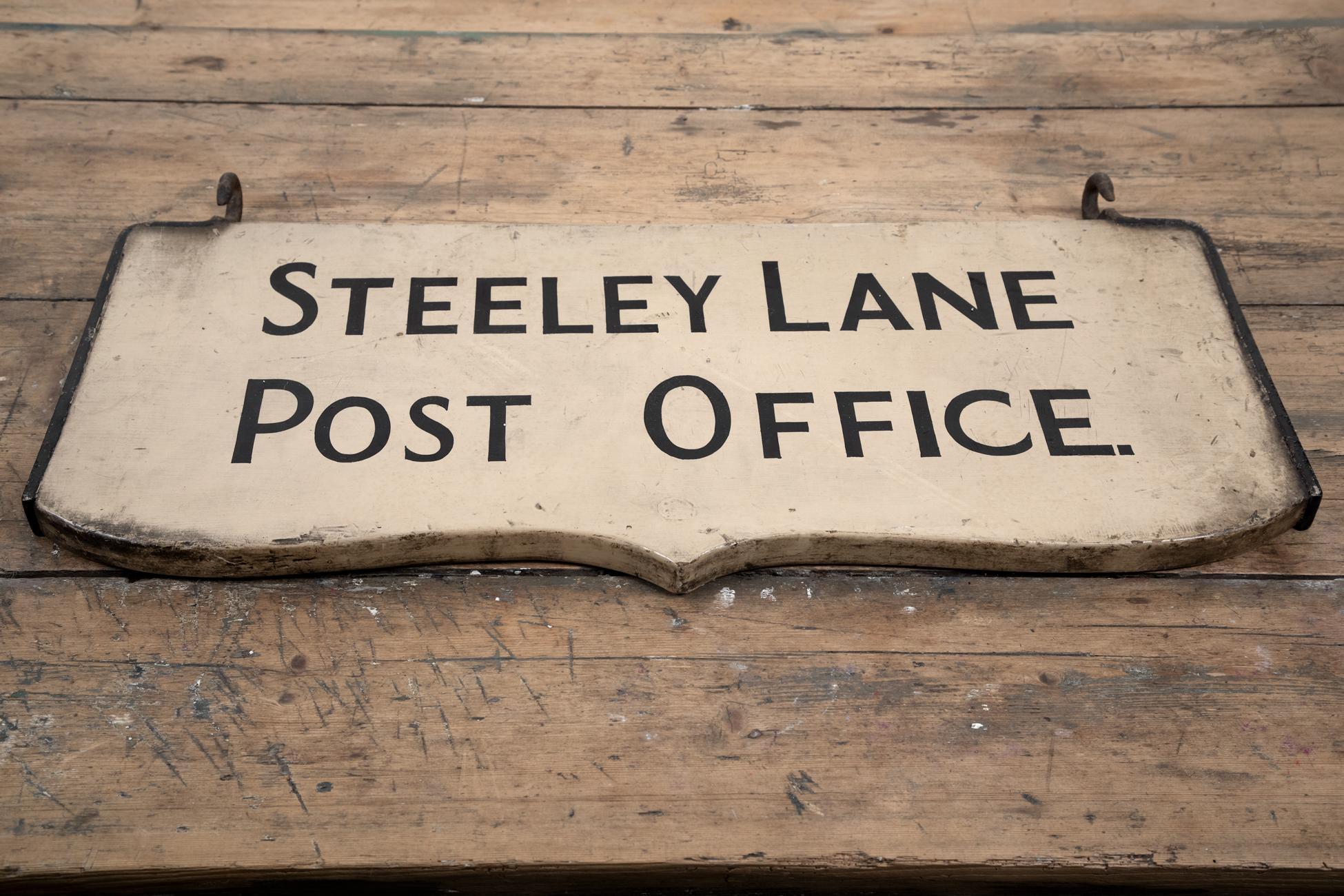 Double-Sided Steeley Lane Post Office Sign, circa 1920s For Sale 2