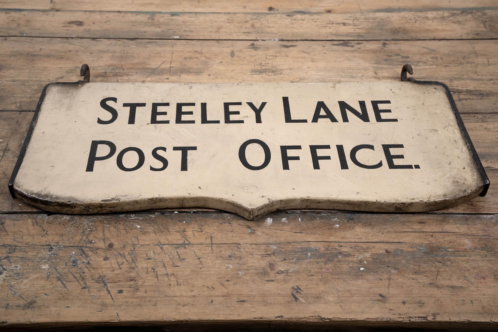 Double-Sided Steeley Lane Post Office Sign, circa 1920s For Sale 1