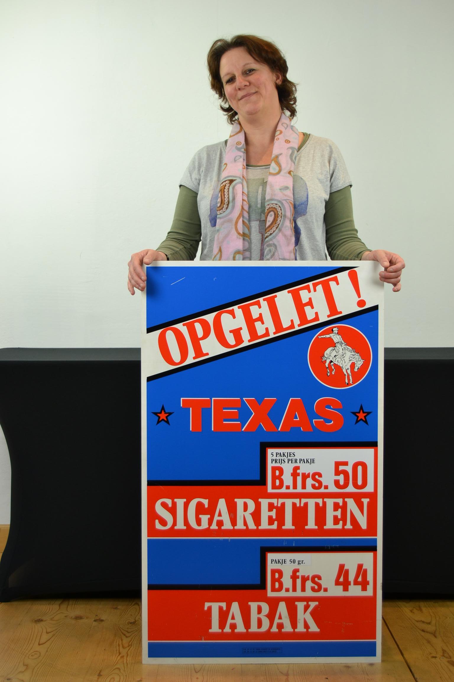 Double Sided Texas Cigarettes Sign, 1980s 2