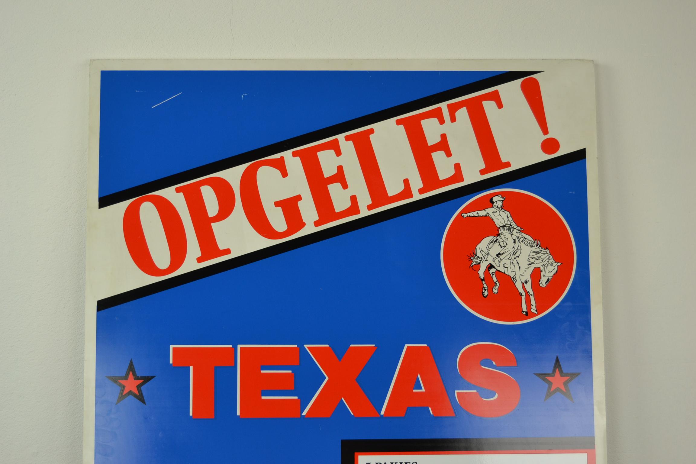 Double Sided Texas Cigarettes Sign, 1980s 3