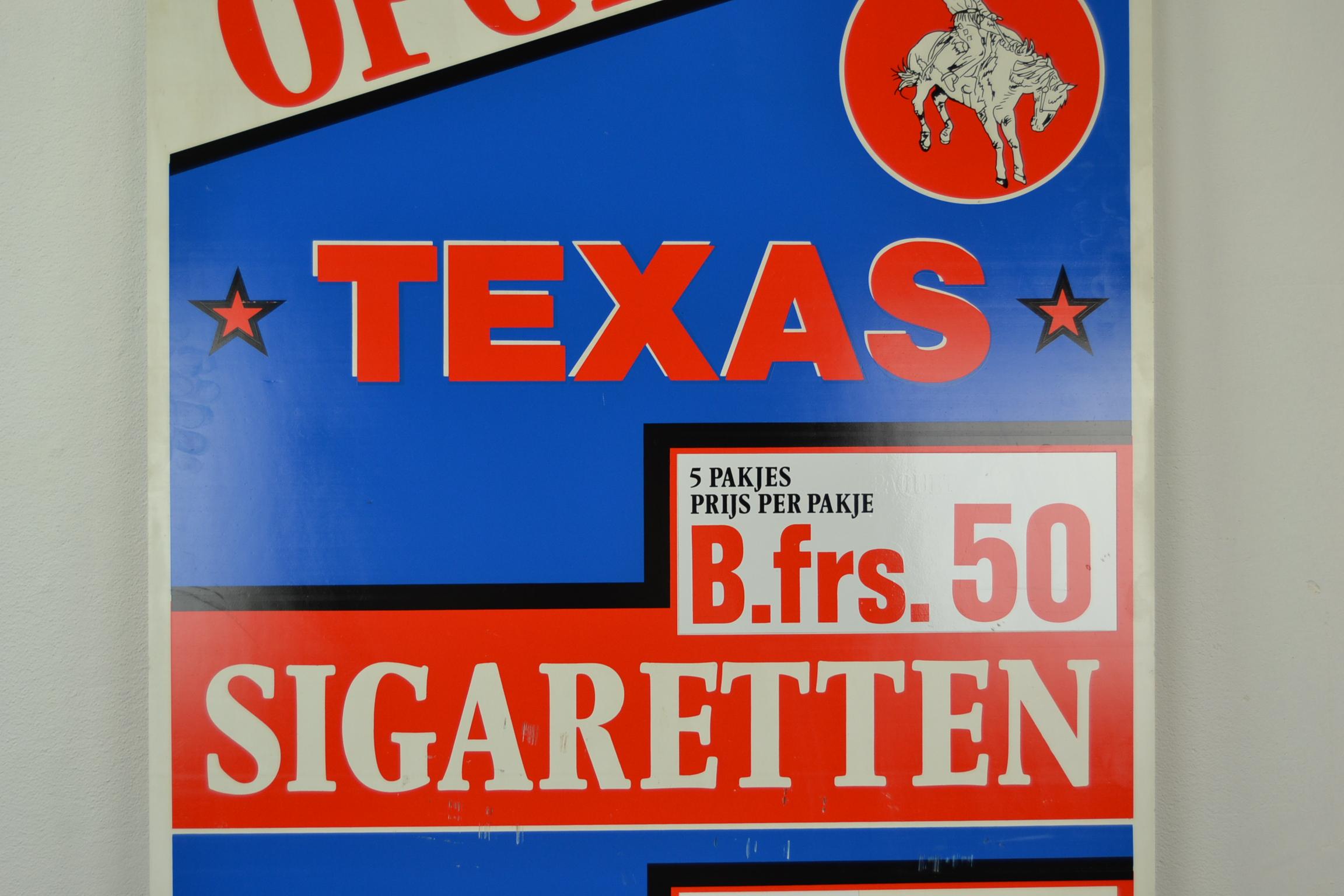 Double Sided Texas Cigarettes Sign, 1980s 6
