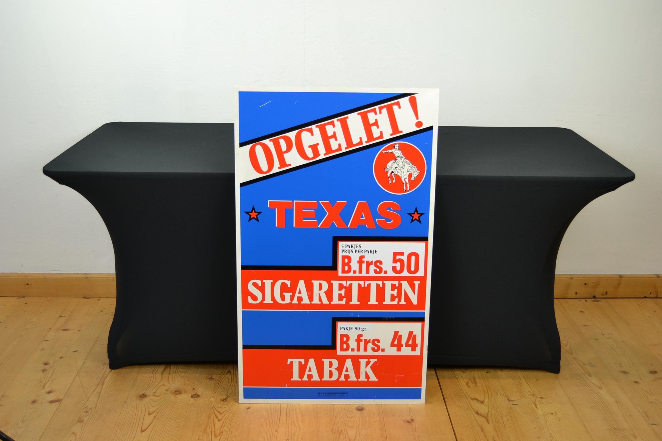 Double Sided Texas Cigarettes Sign, 1980s 8