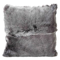 Custom Double Sided Toscana Shearling Pillow in Grey Color