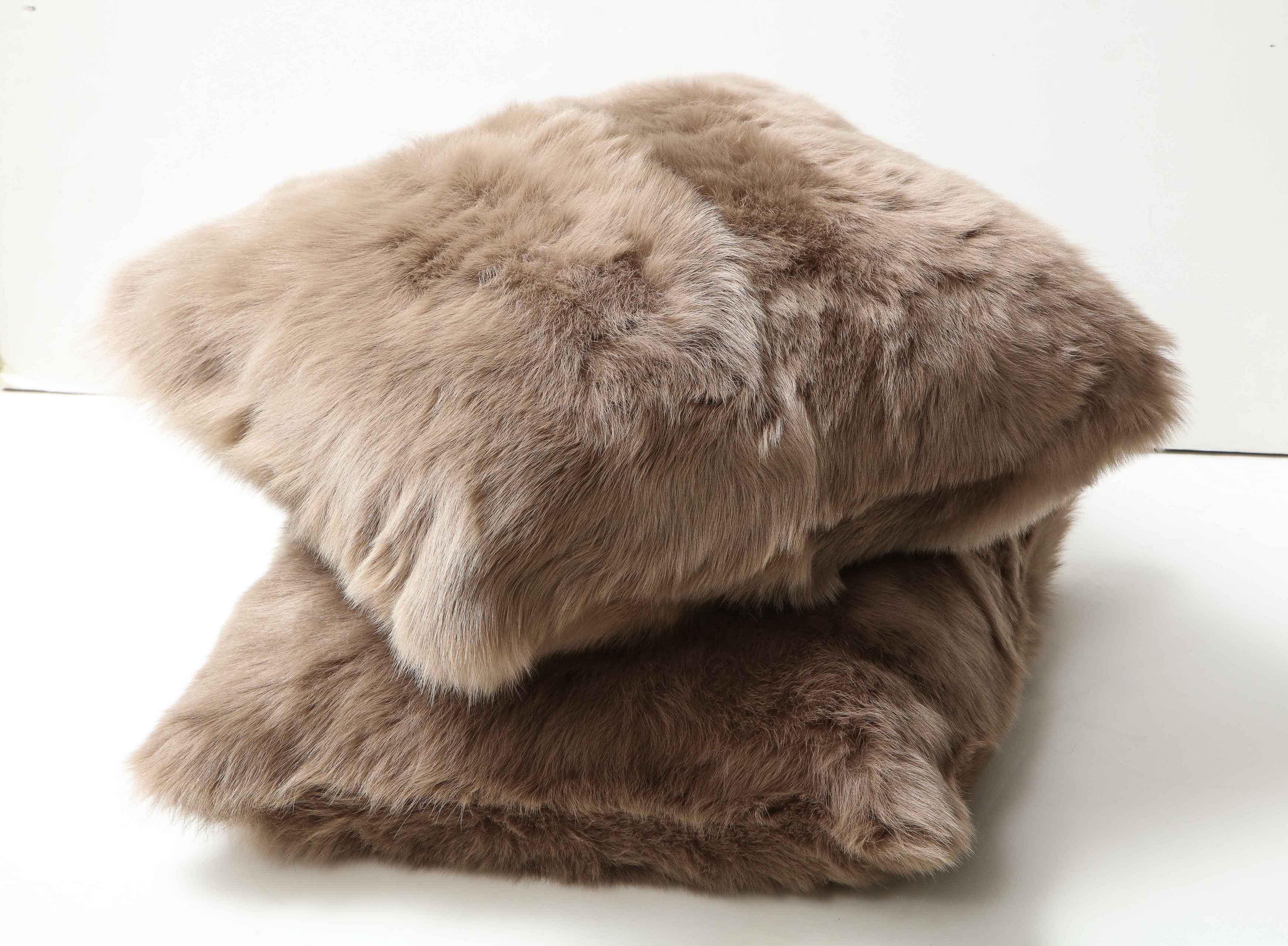 Double Sided Toscana Shearing Pillow in Taupe Color 1