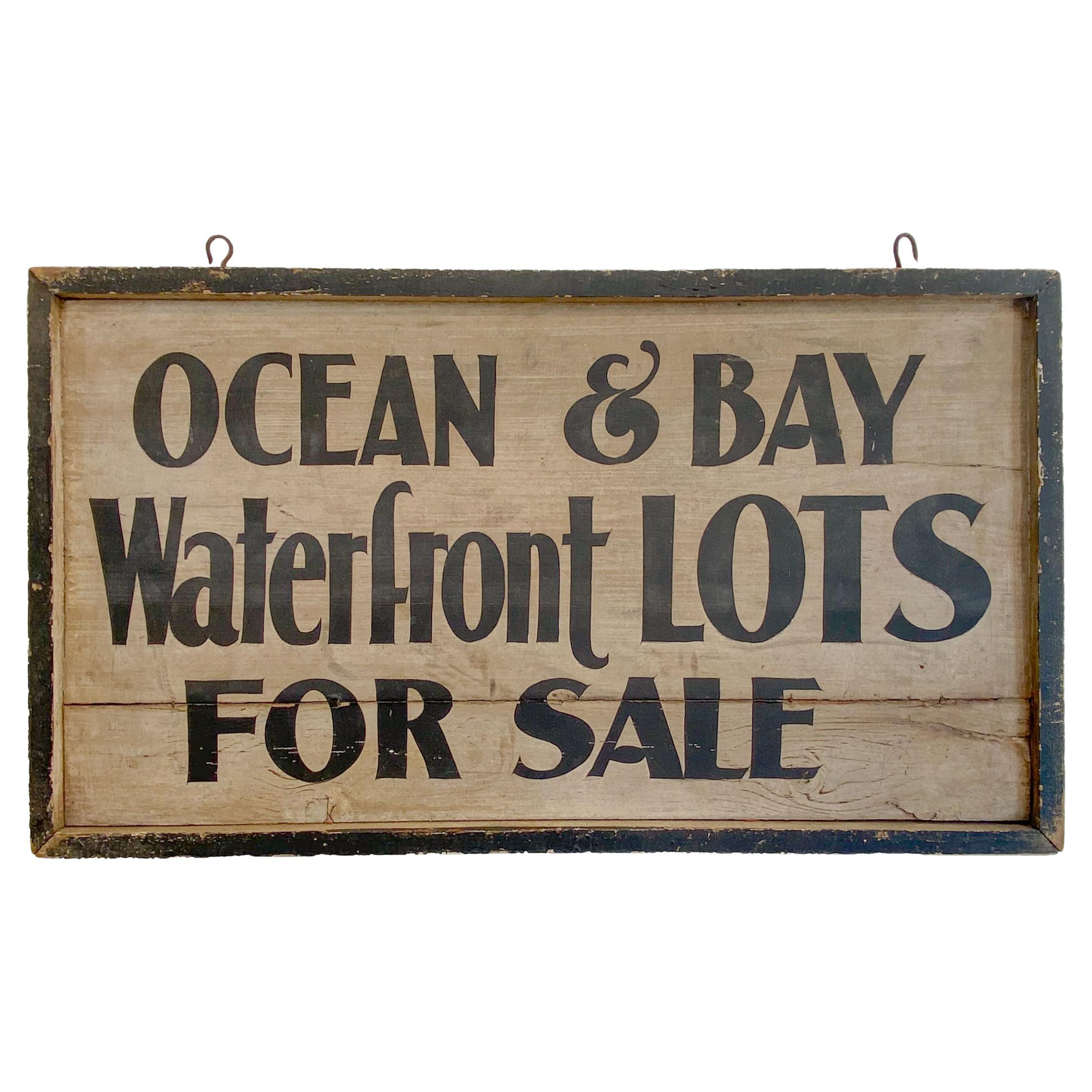 Double Sided Trade Sign "Ocean & Bay Waterfront Lots for Sale"