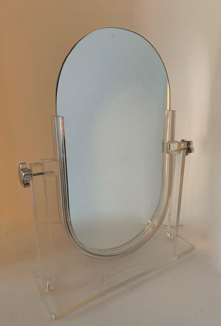 Double Sided Vanity Mirror on Acrylic Stand at 1stDibs double sided