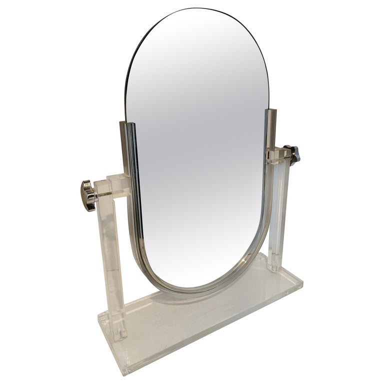 Double Sided Vanity Mirror On Acrylic Stand At 1stdibs