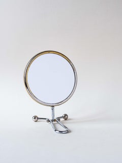 Double Sided Vanity Mirror with Magnification, Chrome and Gold Plated 1950s