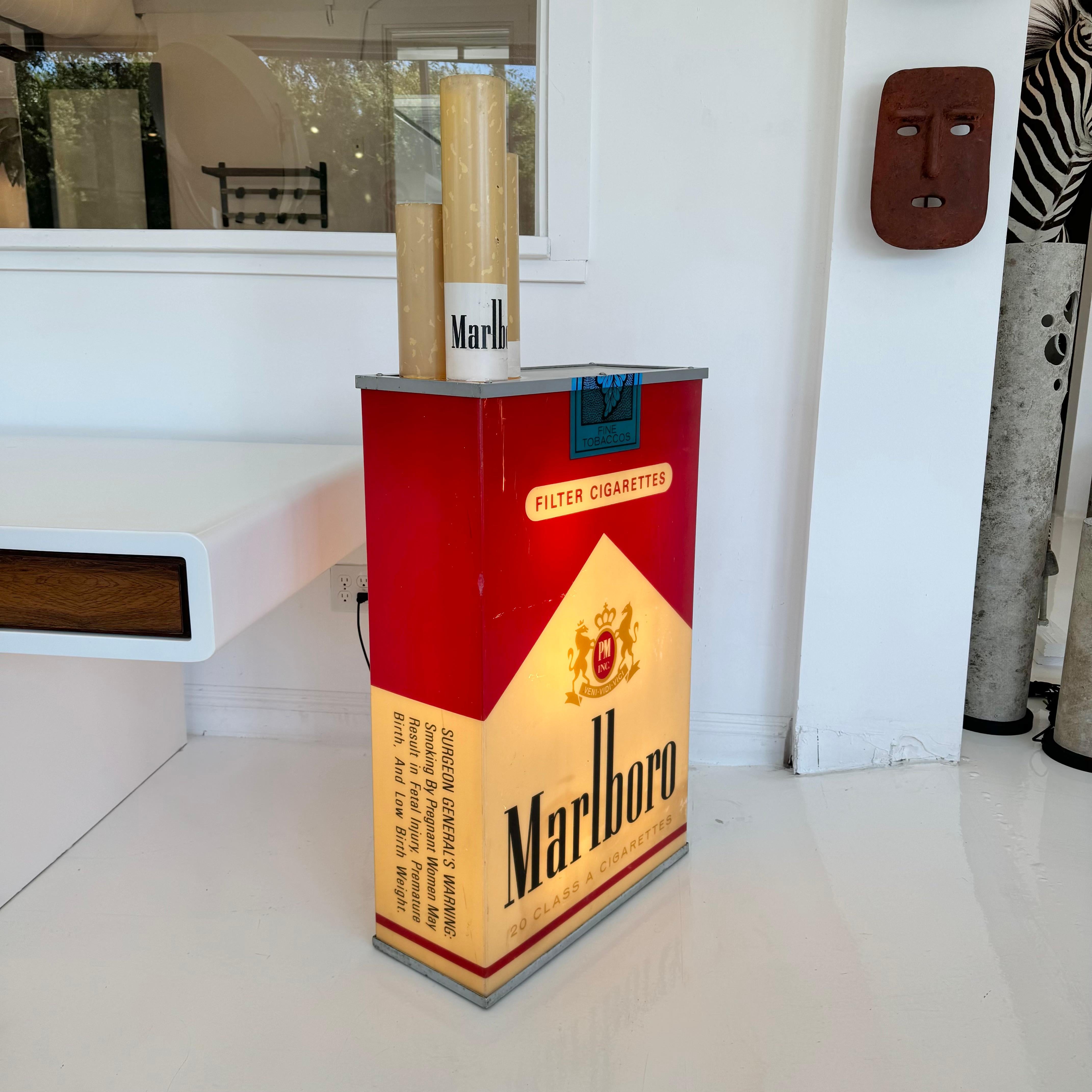 Late 20th Century Double Sided Vintage Marlboro Light Up Cigarette Pack, 1990s USA