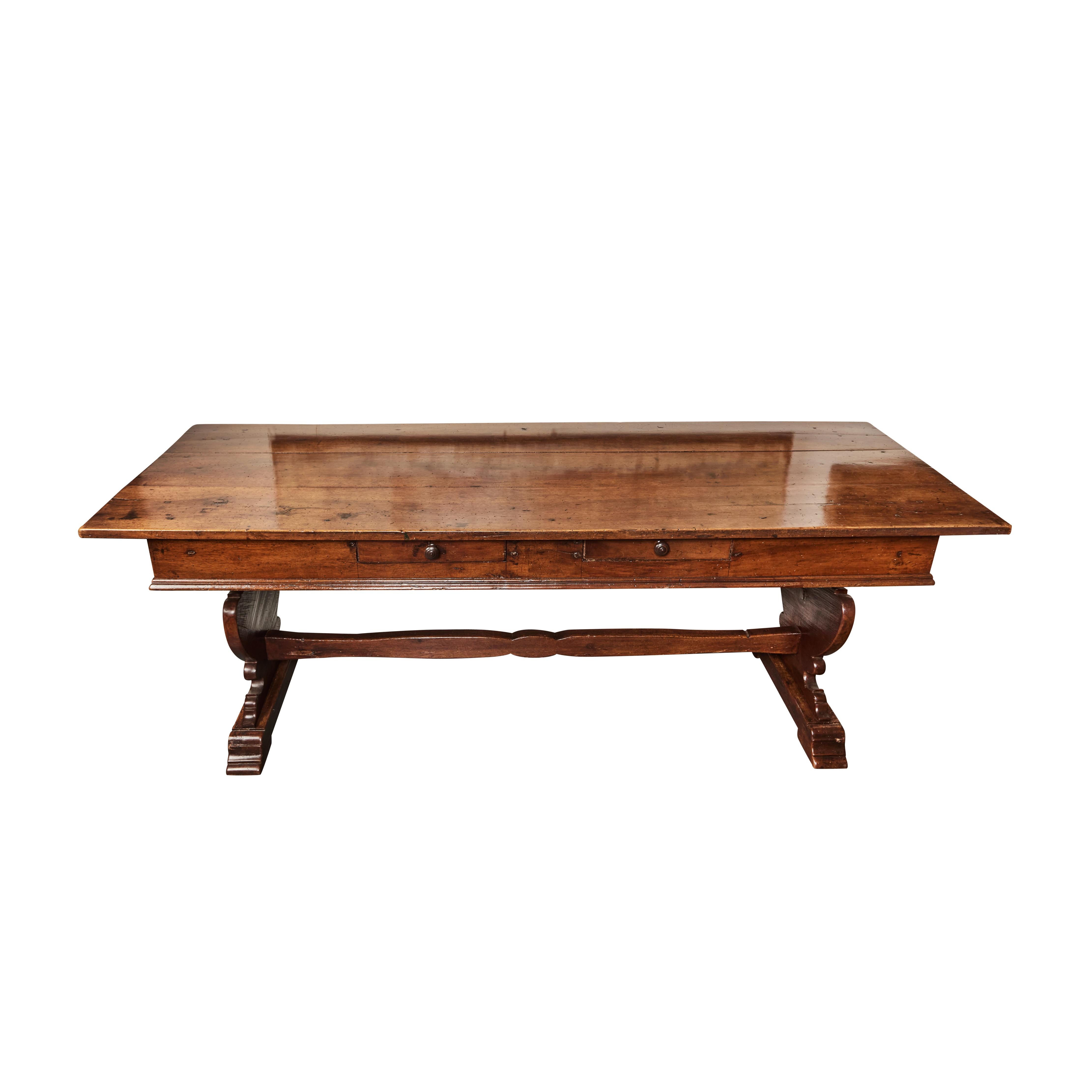 Double Sided Walnut Library Table In Good Condition In Los Angeles, CA