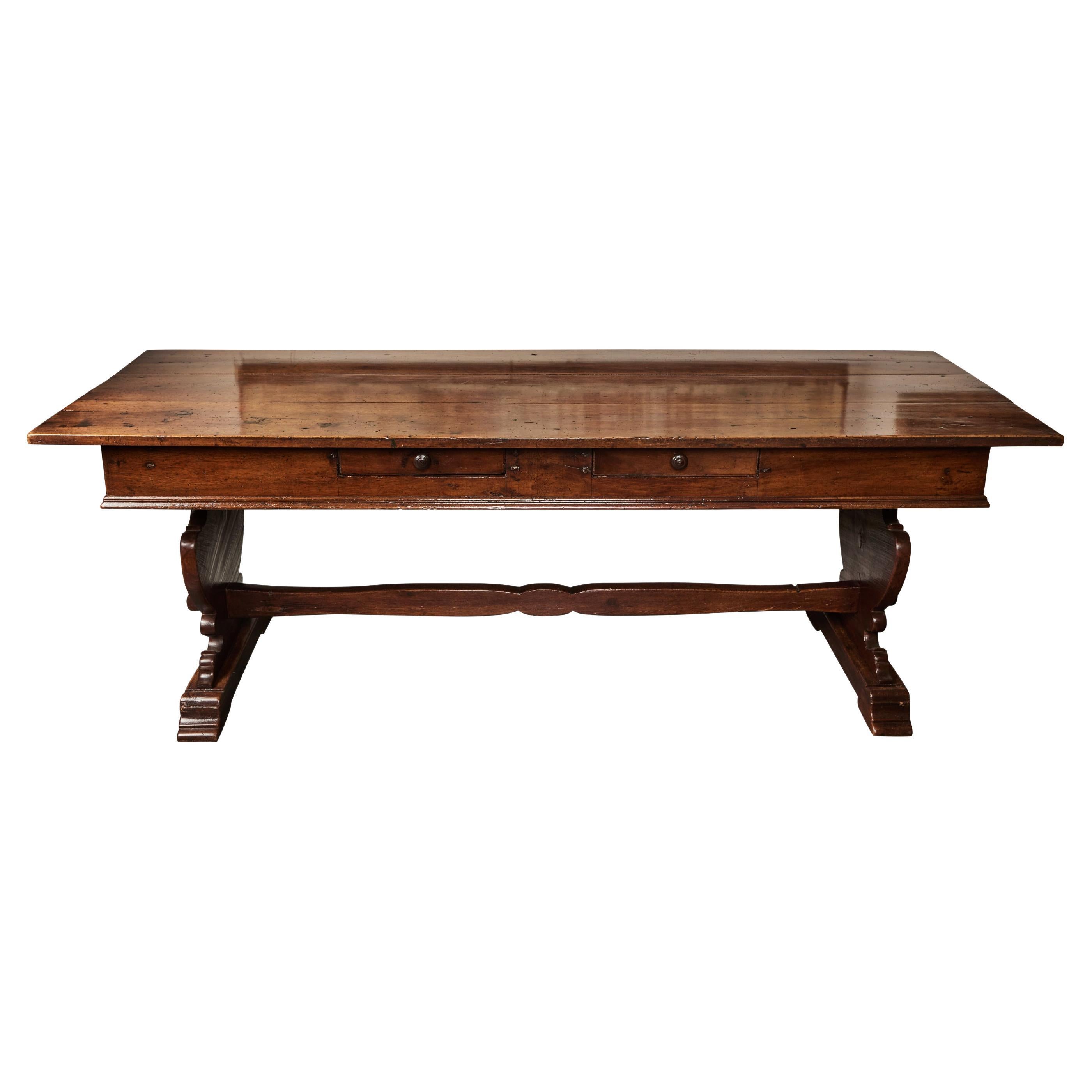 Double Sided Walnut Library Table For Sale