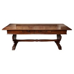 Vintage Double Sided Walnut Library Table