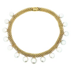 Collar Estructurado Doble Cara Perla Blanca de los Mares del Sur y Oro de 18K