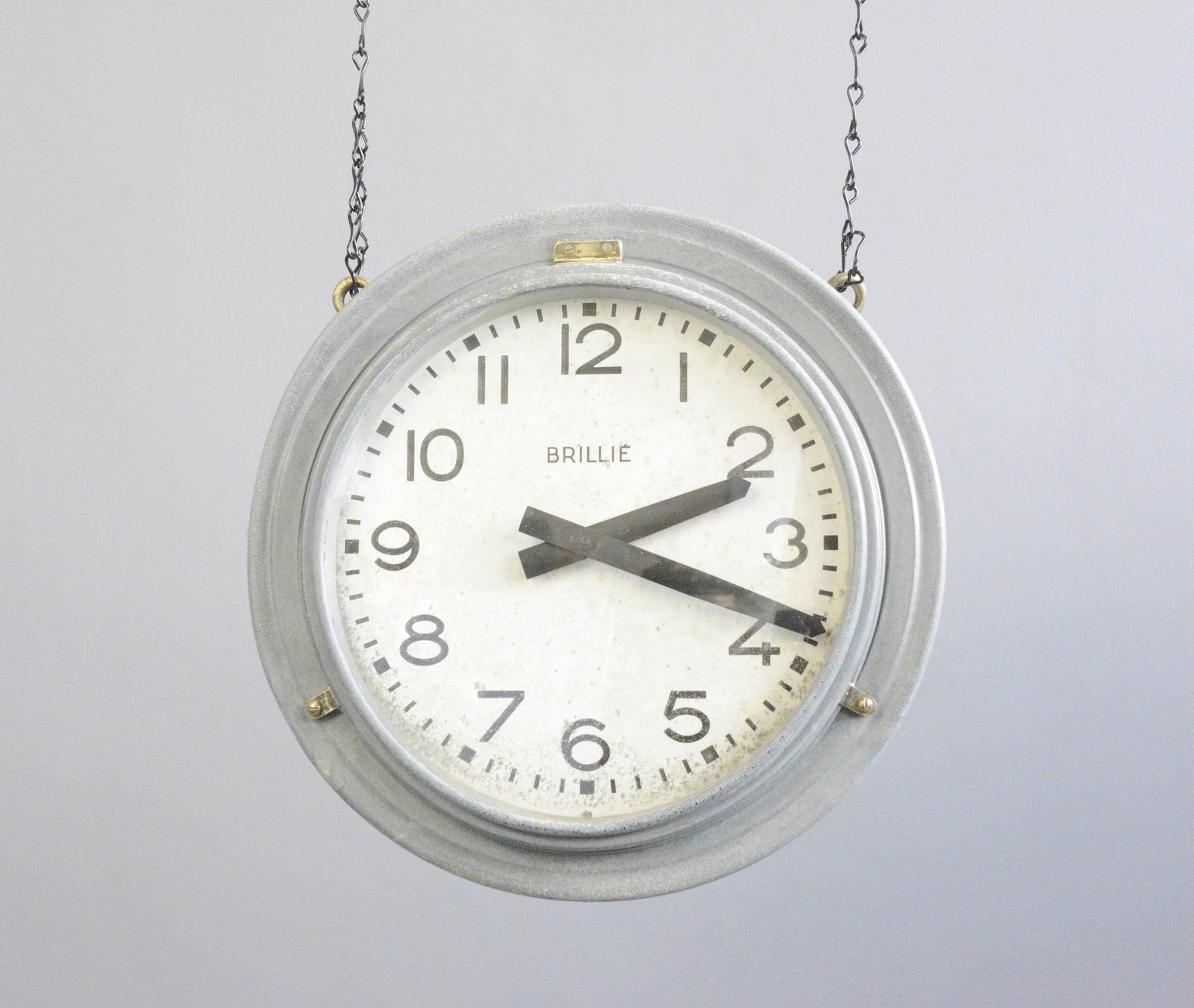 Double Sided Zinc Station Clock by Brillie, Circa 1920s 6