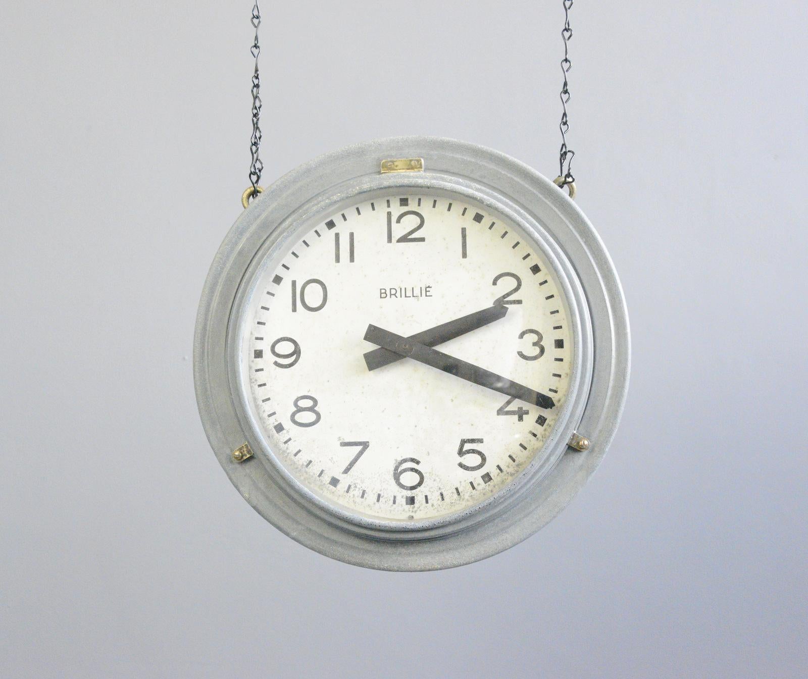 Double Sided Zinc Station Clock by Brillie, Circa 1920s 9