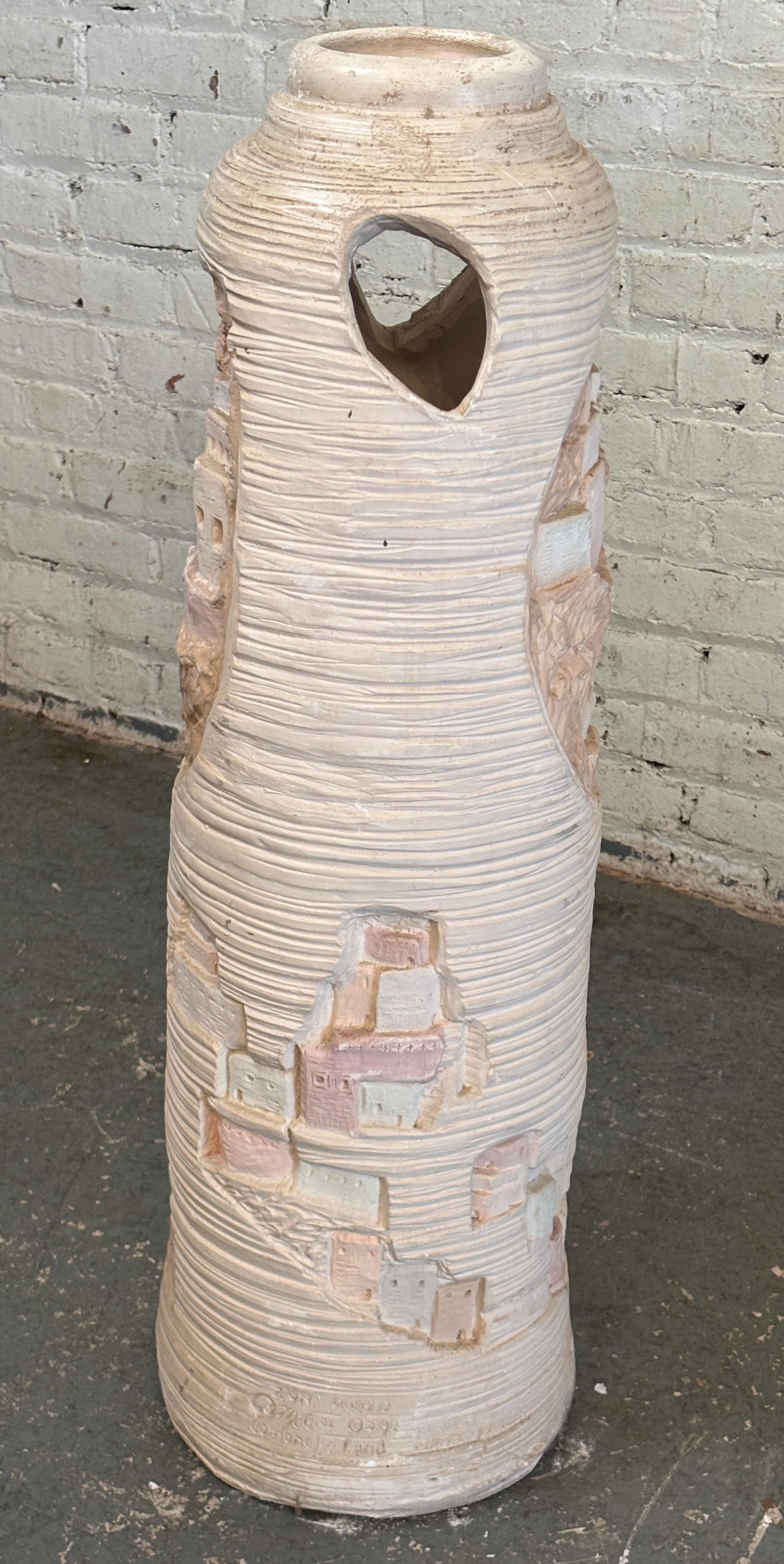Poteries Vase Zuni Pueblo double face en vente