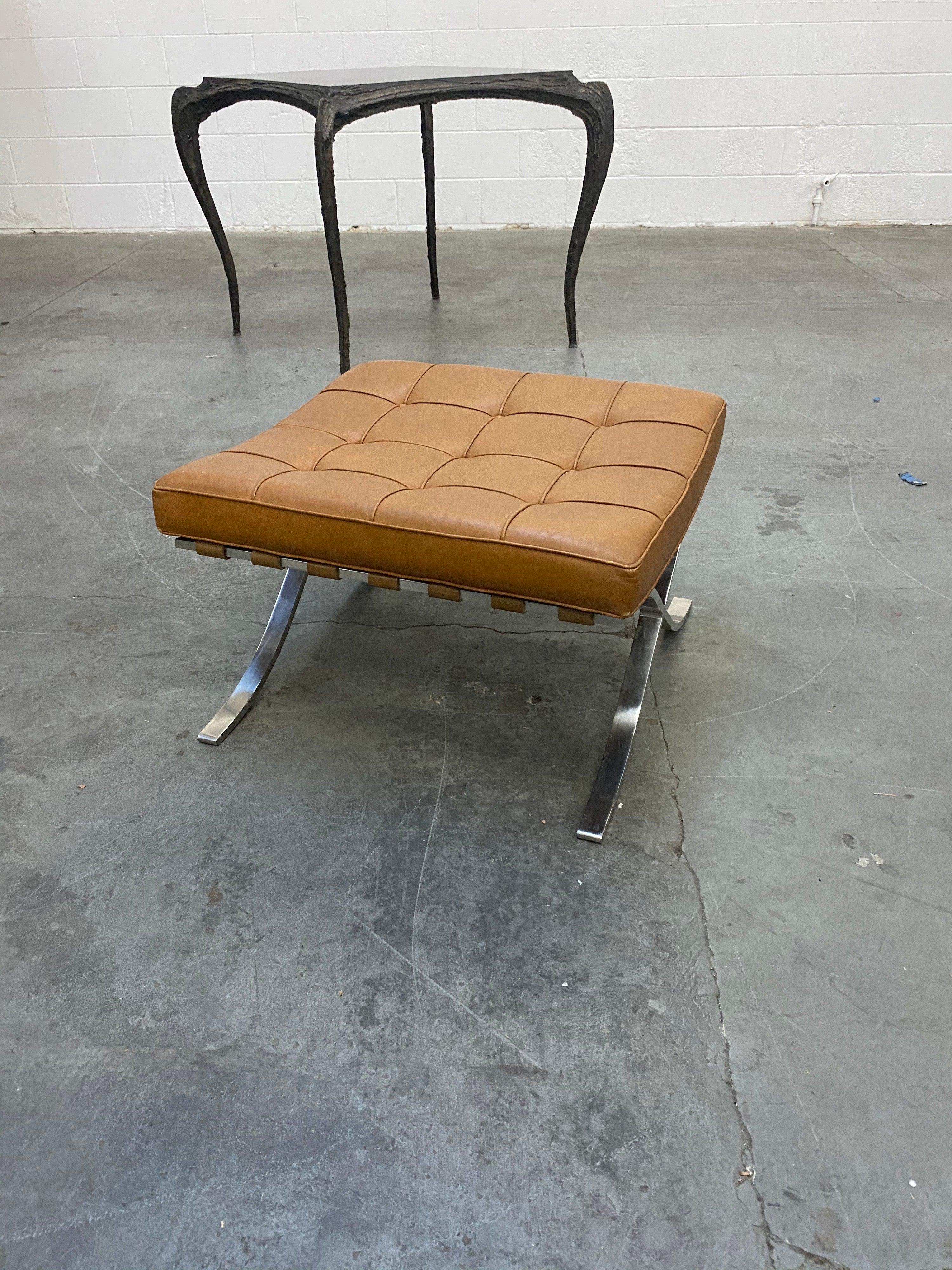Mid-Century Modern Double Signed Knoll Associates Barcelona Stool by Mies van der Rohe