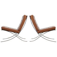 Used Double Signed Pair of Mies Van Der Rohe Barcelona Chairs for Knoll International
