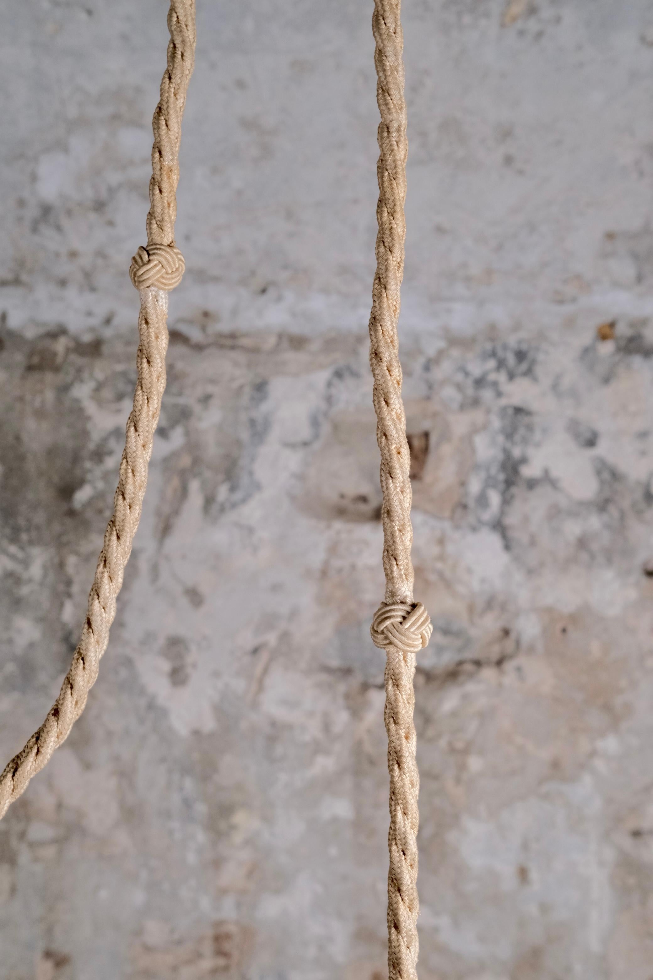 Double silk, rope and brass pendant, by Cenacchi, made in Italy, 1960s For Sale 8