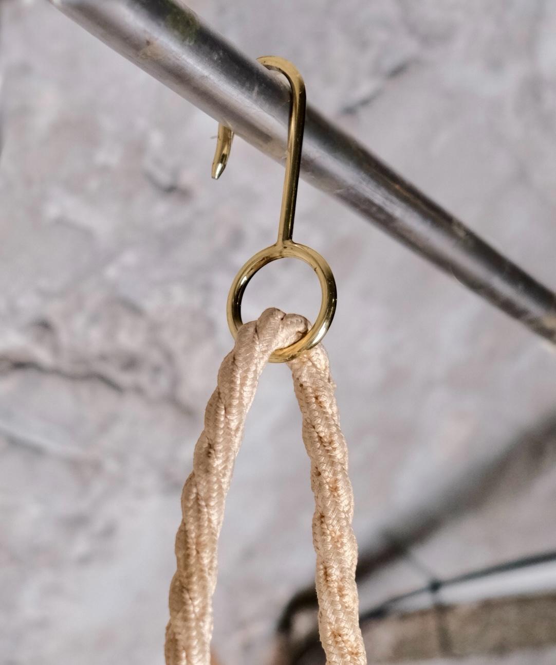 Double silk, rope and brass pendant, by Cenacchi, made in Italy, 1960s For Sale 9