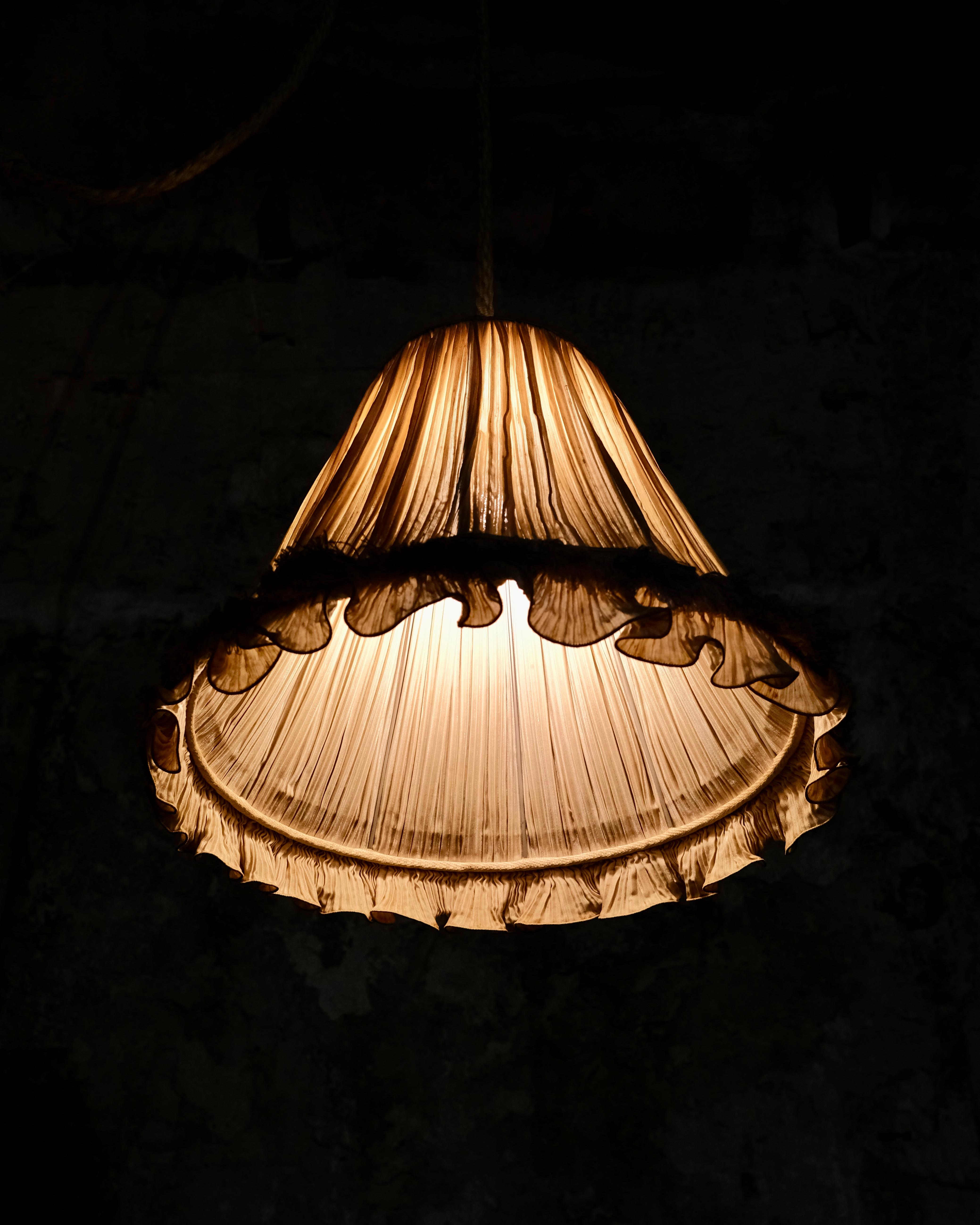 Double silk, rope and brass pendant, by Cenacchi, made in Italy, 1960s For Sale 12