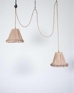 Double silk, rope and brass pendant, by Cenacchi, made in Italy, 1960s