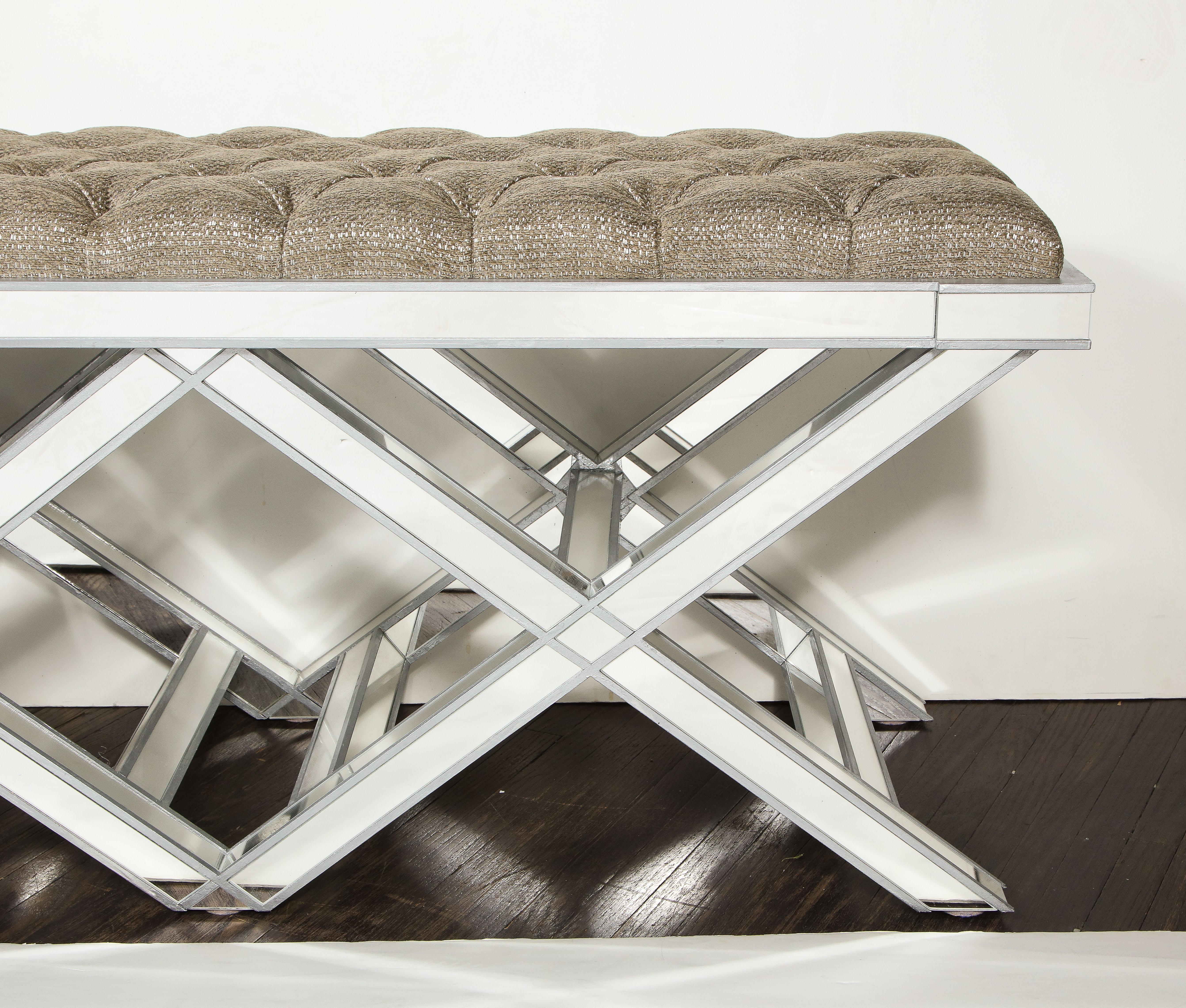 American Custom Double Silver Trim Mirrored X-Band Bench For Sale