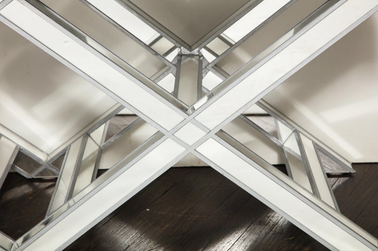 Custom Double Silver Trim Mirrored XBand Bench For Sale at 1stDibs