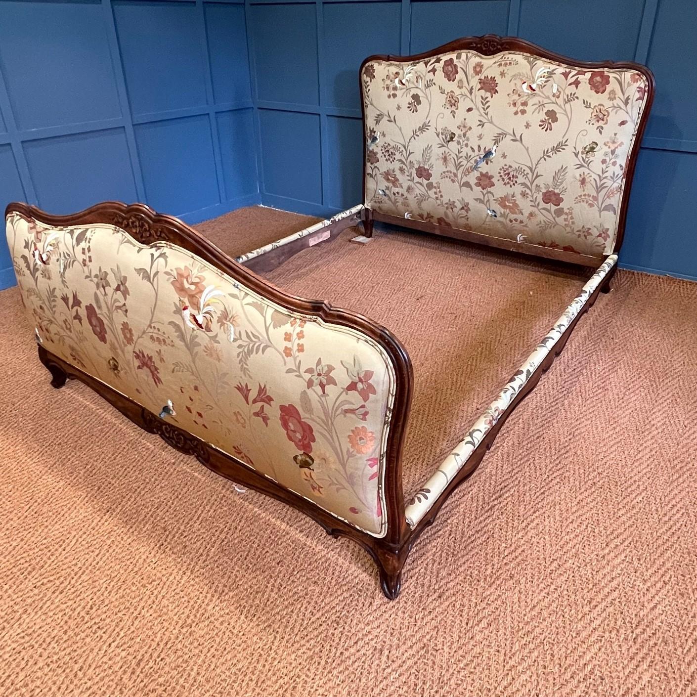 Double, Antique French Upholstered Bed at 1stDibs