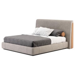 Letto matrimoniale in pelle e tessuto, in stile Art Deco