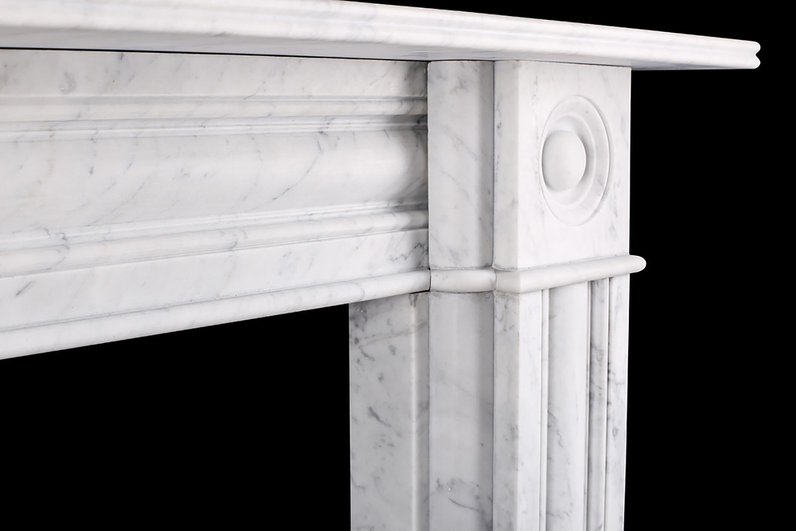 Hand-Carved Double-Slip Georgian Bullseye in Italian Carrara Marble For Sale