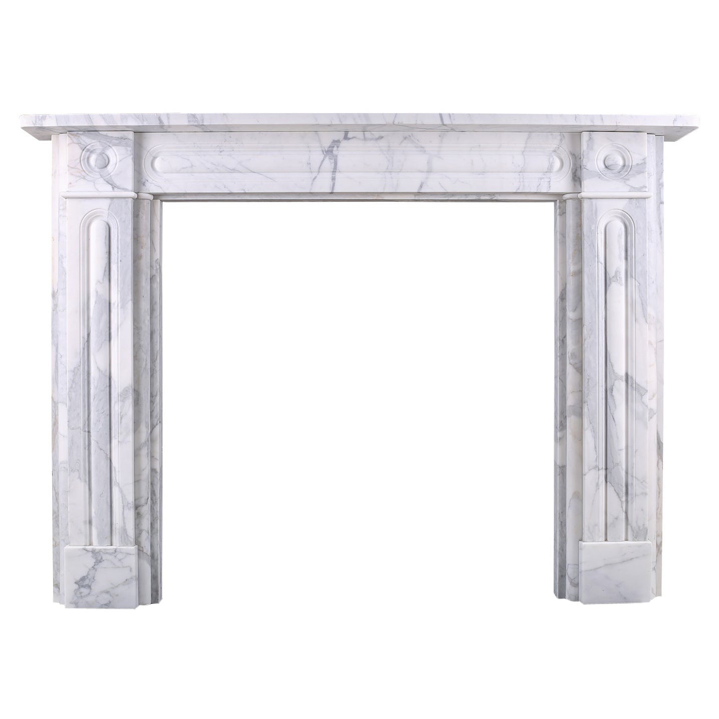 Double-Slip Georgian Bullseye in Italian White Statuary Marble For Sale
